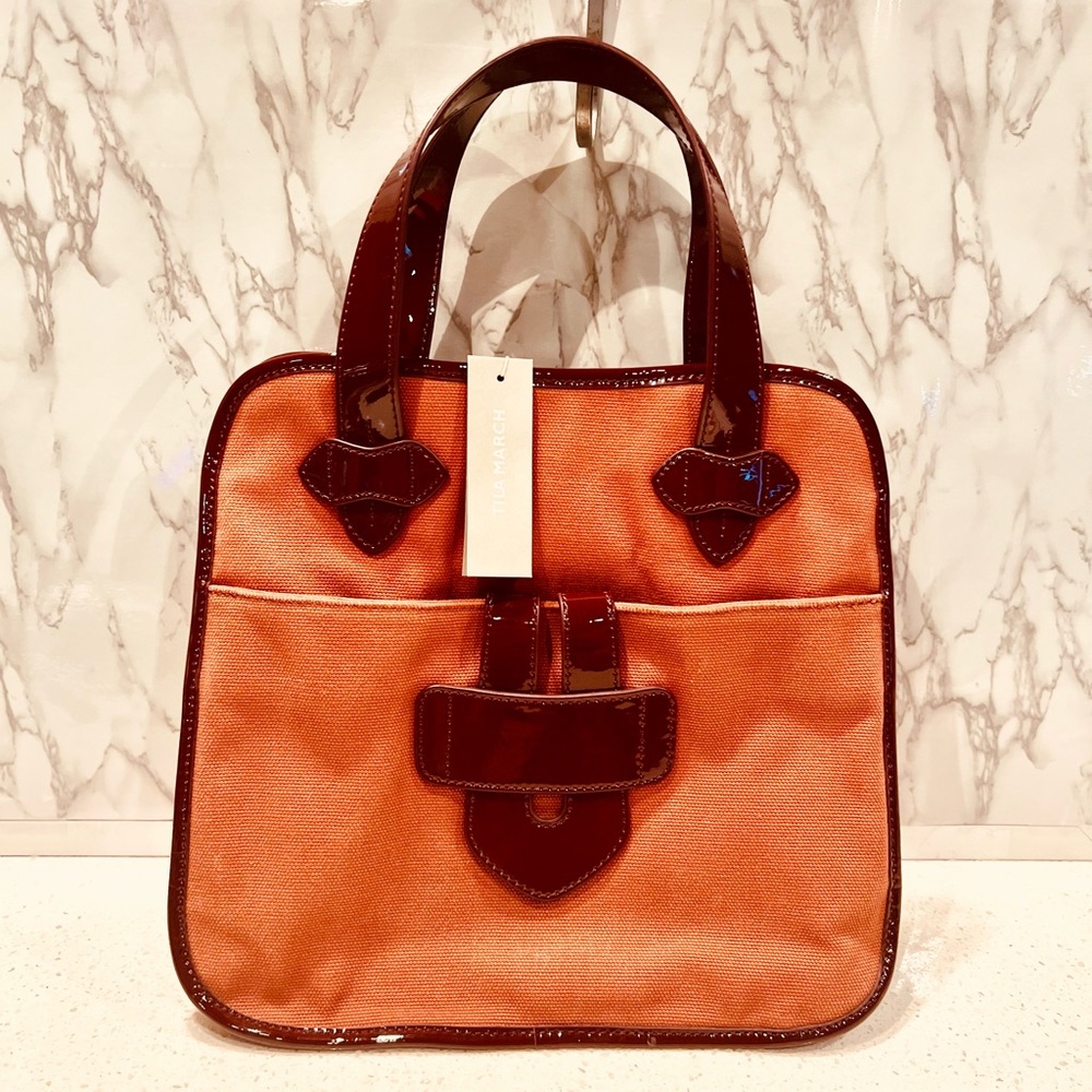 TILA MARCH ZELIG TOTE BAG CANVAS AND LEATHER NWT